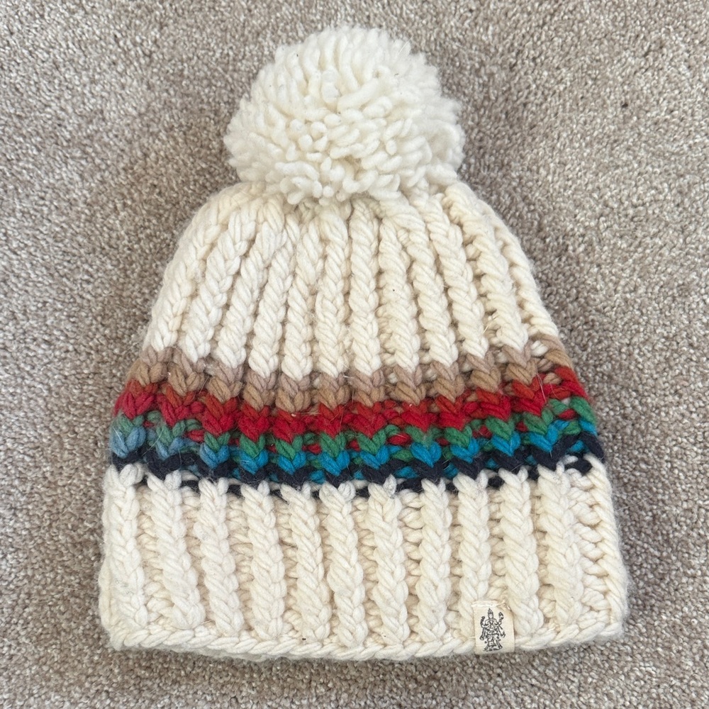 Cozy Multicolor Knit Pom-Pom Beanie